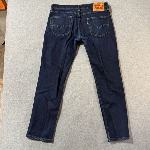 Levis Jeans Mens 32x32 Blue Solid Straight American Workwear Slim Dark Wash - Picture 10 of 11